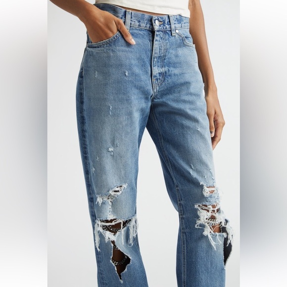 STELLA MCCARTNEY FALABELLA CHAIN KNEES DISTRESSED BOOTCUT JEANS VINTAGE BLUE 27 - Picture 5 of 15